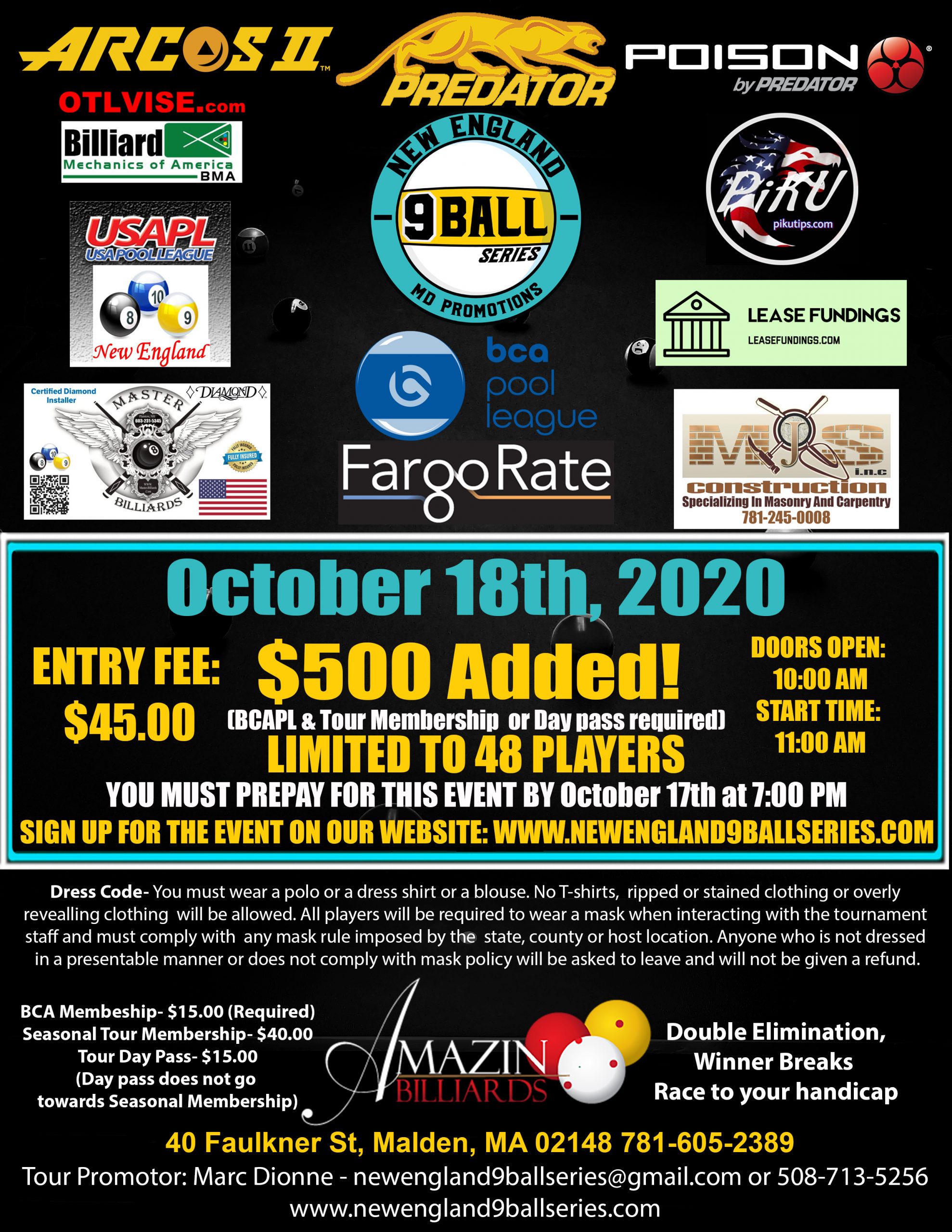 New England 9 Ball Series - Stop #4 - MD Promotions